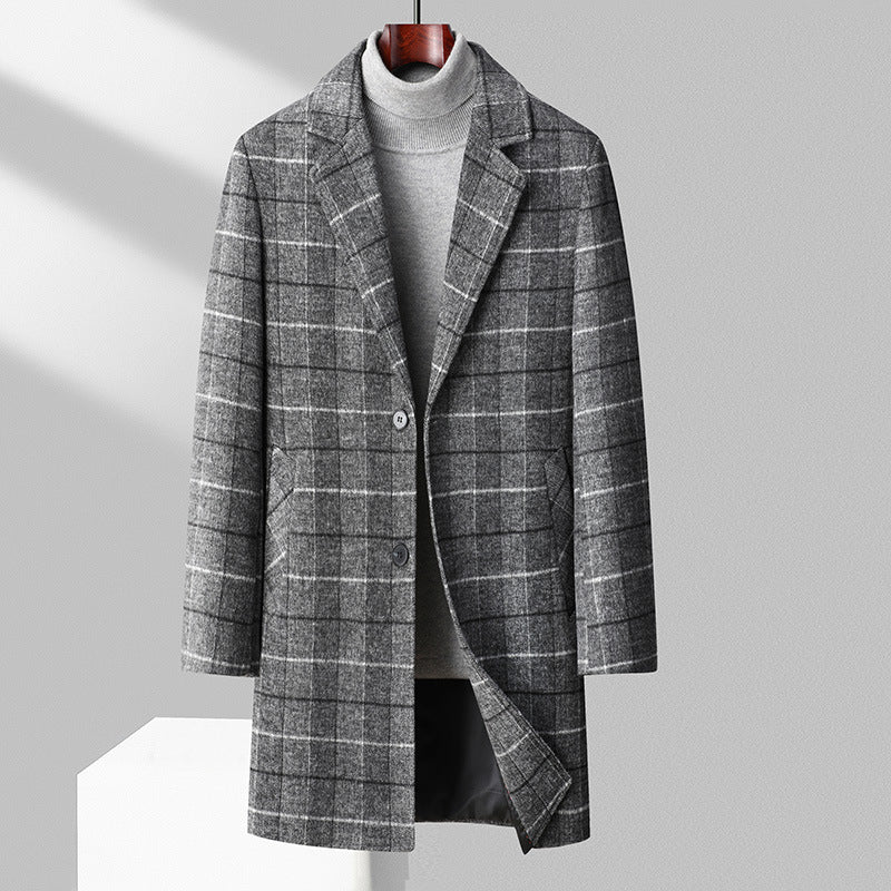 Thickened Woolen Mid-length Men’s Coat