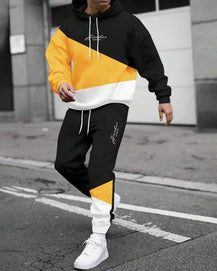 Men’s Trendy Hooded Sweatshirt & Sweatpants Two-Piece Set