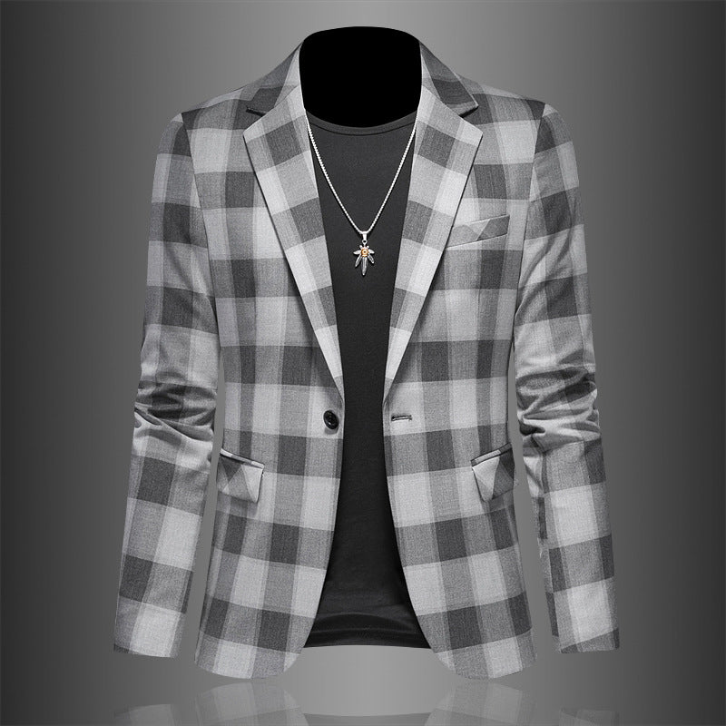 3 Dimensional Plaid Casual Suit for Men