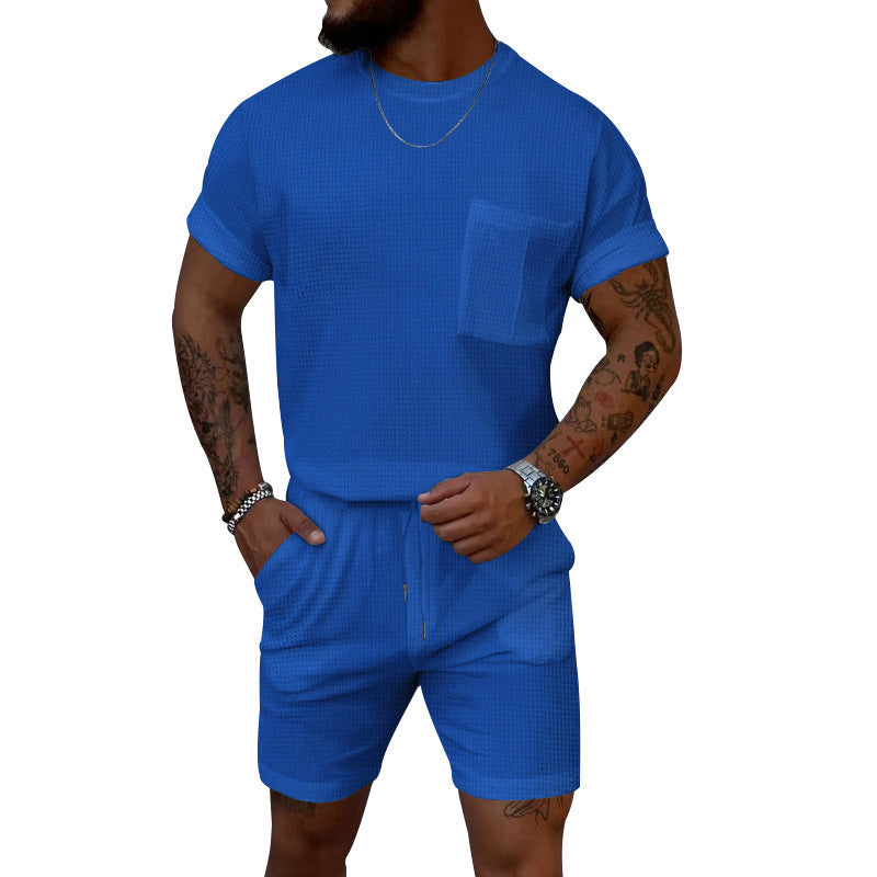 Waffle Summer Casual Shorts Set for Men