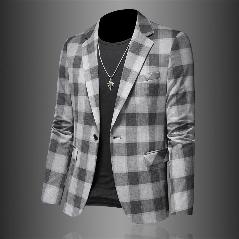 3 Dimensional Plaid Casual Suit for Men
