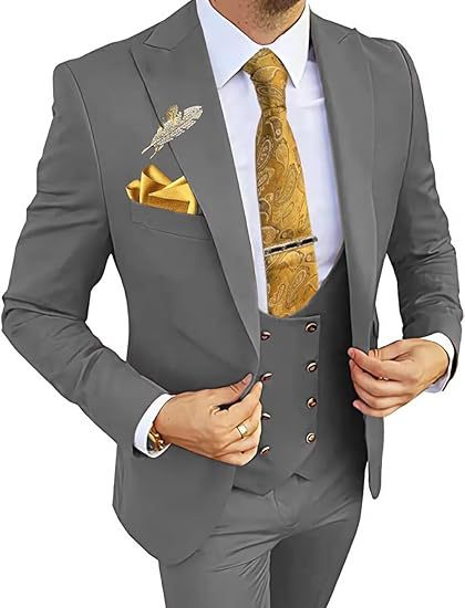 Men’s Formal Suit with Coat, Vest, and Pants