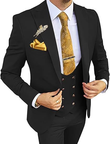 Men’s Formal Suit with Coat, Vest, and Pants
