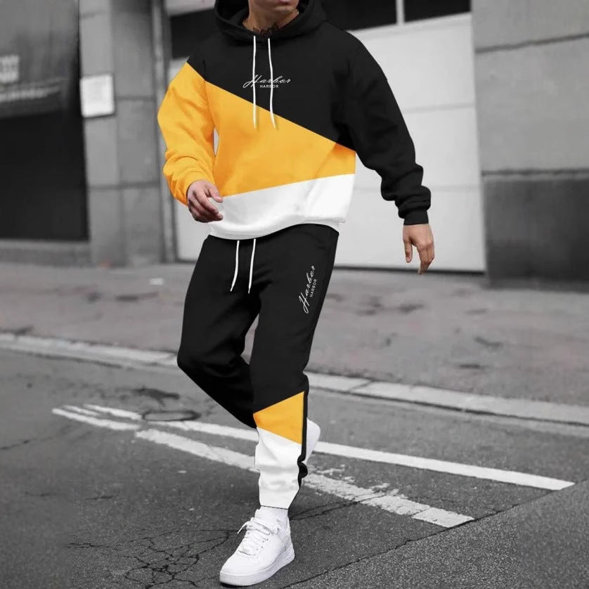 Men’s Trendy Hooded Sweatshirt & Sweatpants Two-Piece Set