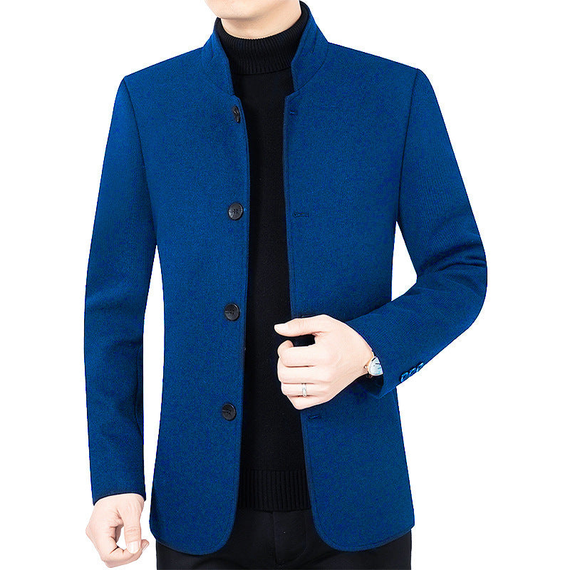 Men’s Stand Collar Woolen Jacket