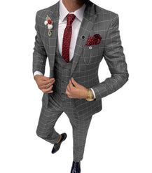 Men’s Classic Lattice Pattern Three-Piece Suit