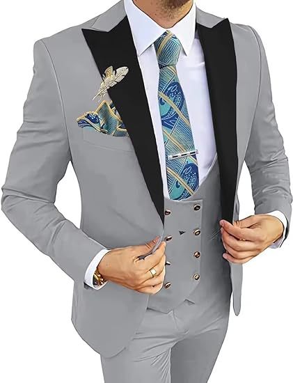 Men’s Formal Suit with Coat, Vest, and Pants