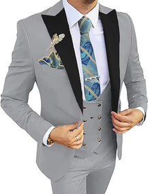Men’s Formal Suit with Coat, Vest, and Pants