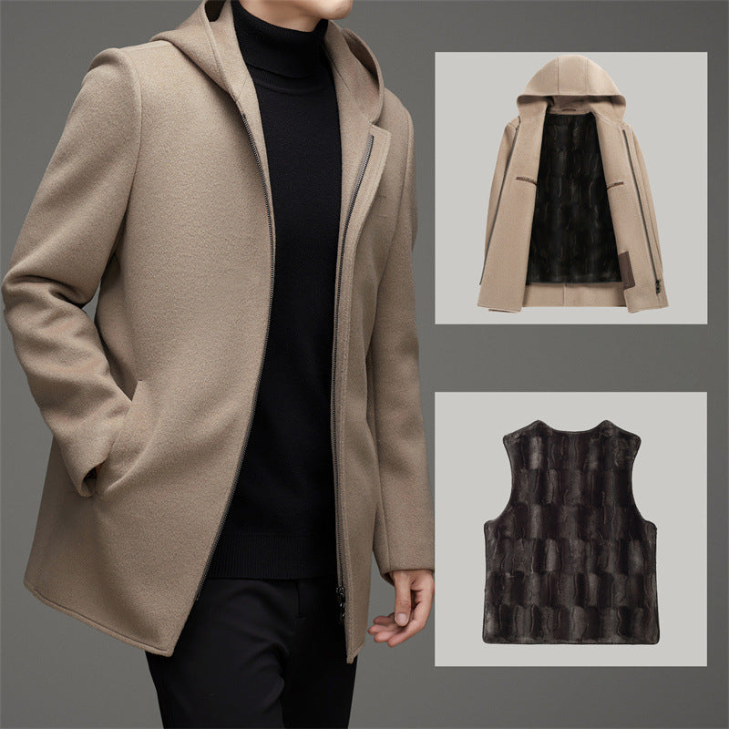 Men’s Warm Woolen Reversible Hooded Coat