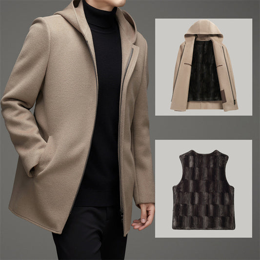 Men’s Warm Woolen Reversible Hooded Coat