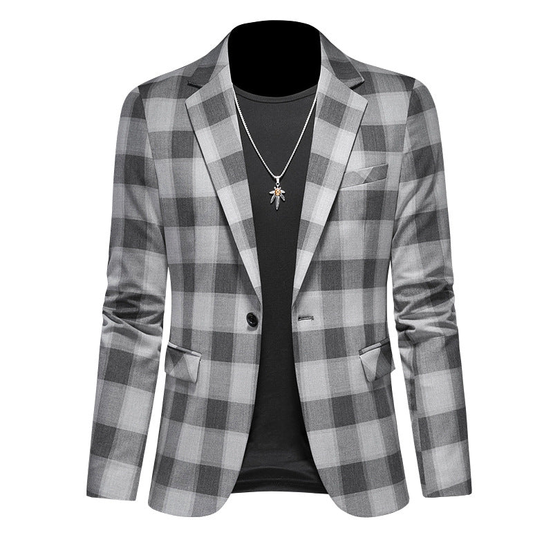3 Dimensional Plaid Casual Suit for Men