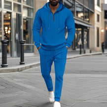 Men’s Waffle Hooded Long Sleeve Two-Piece Set