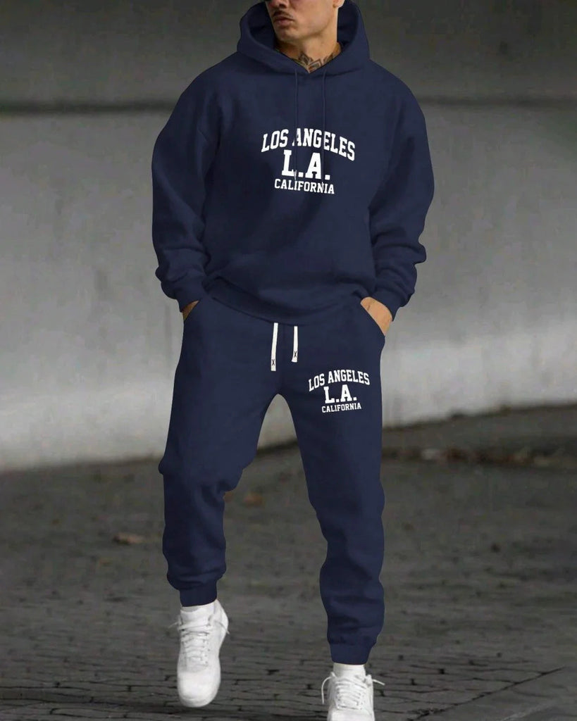 Men’s Trendy Hooded Sweatshirt & Sweatpants Two-Piece Set