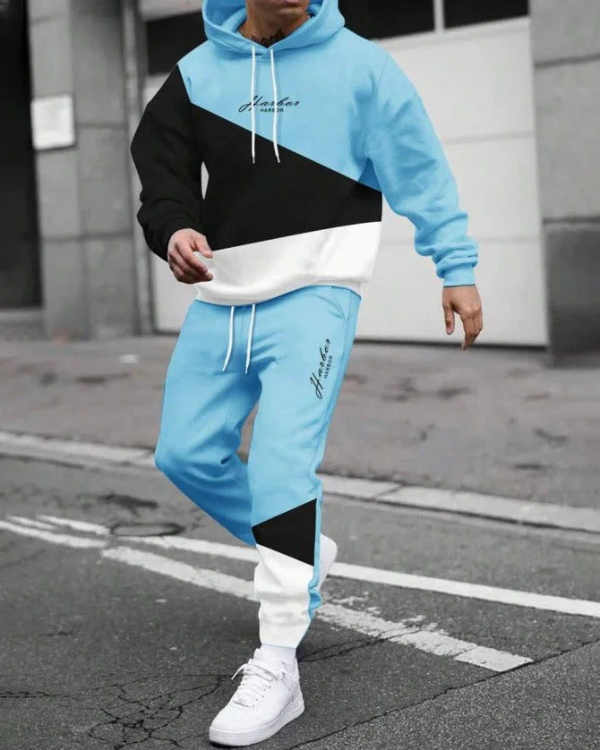 Men’s Trendy Hooded Sweatshirt & Sweatpants Two-Piece Set