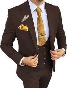 Men’s Formal Suit with Coat, Vest, and Pants