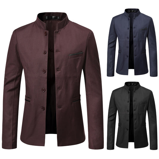 Men’s Stand Collar Slim-Fit Jacket