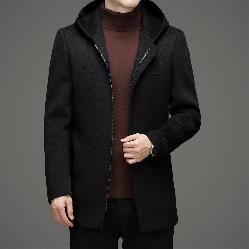 Men’s Warm Woolen Reversible Hooded Coat