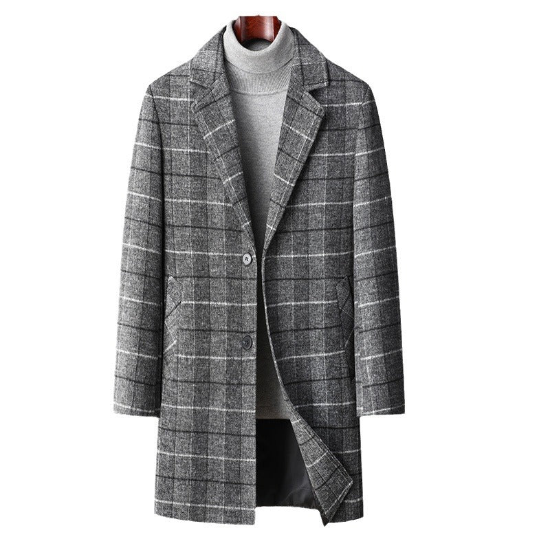 Thickened Woolen Mid-length Men’s Coat