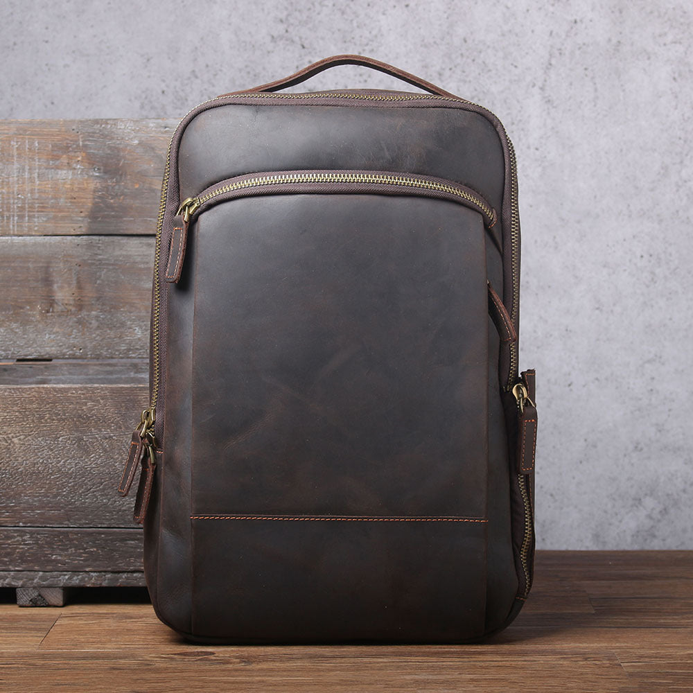 Men’s Minimalist Vintage Leather Backpack