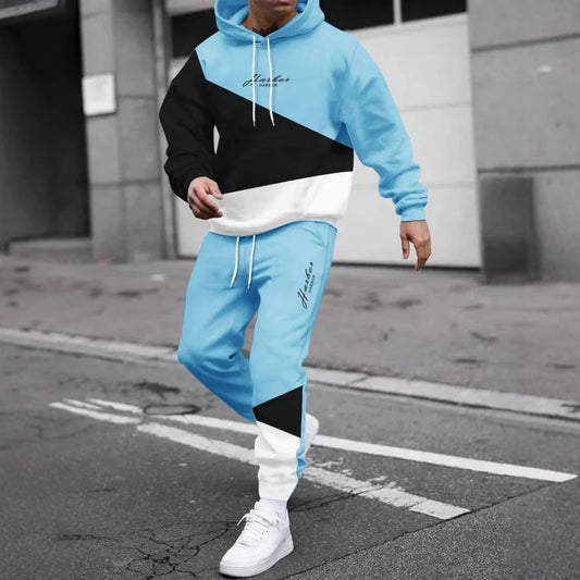 Men’s Trendy Hooded Sweatshirt & Sweatpants Two-Piece Set
