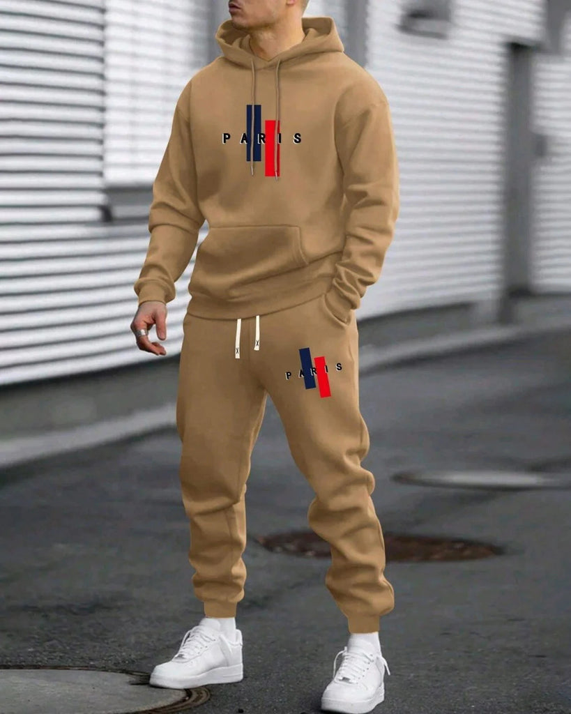 Men’s Trendy Hooded Sweatshirt & Sweatpants Two-Piece Set