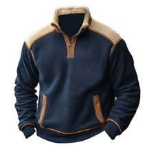 Men’s Color Stitching Stand-Collar Sweater