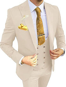 Men’s Formal Suit with Coat, Vest, and Pants