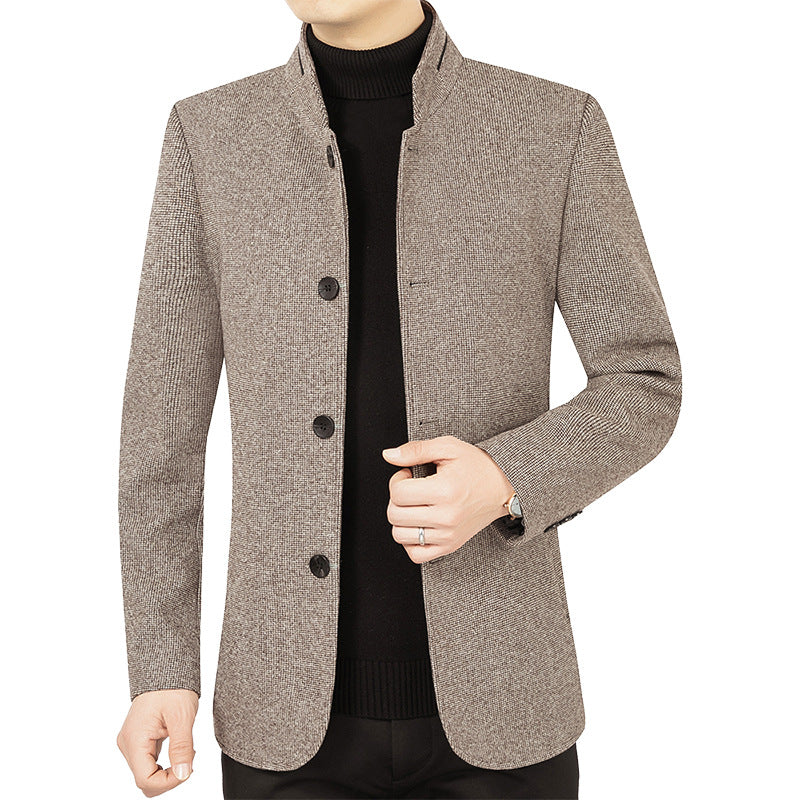 Men’s Stand Collar Woolen Jacket