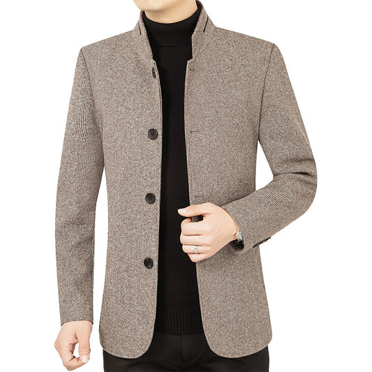 Men’s Stand Collar Woolen Jacket