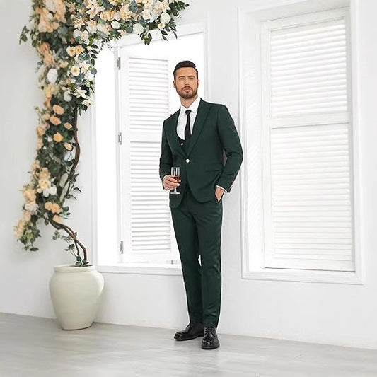 Men’s Formal Suit with Coat, Vest, and Pants