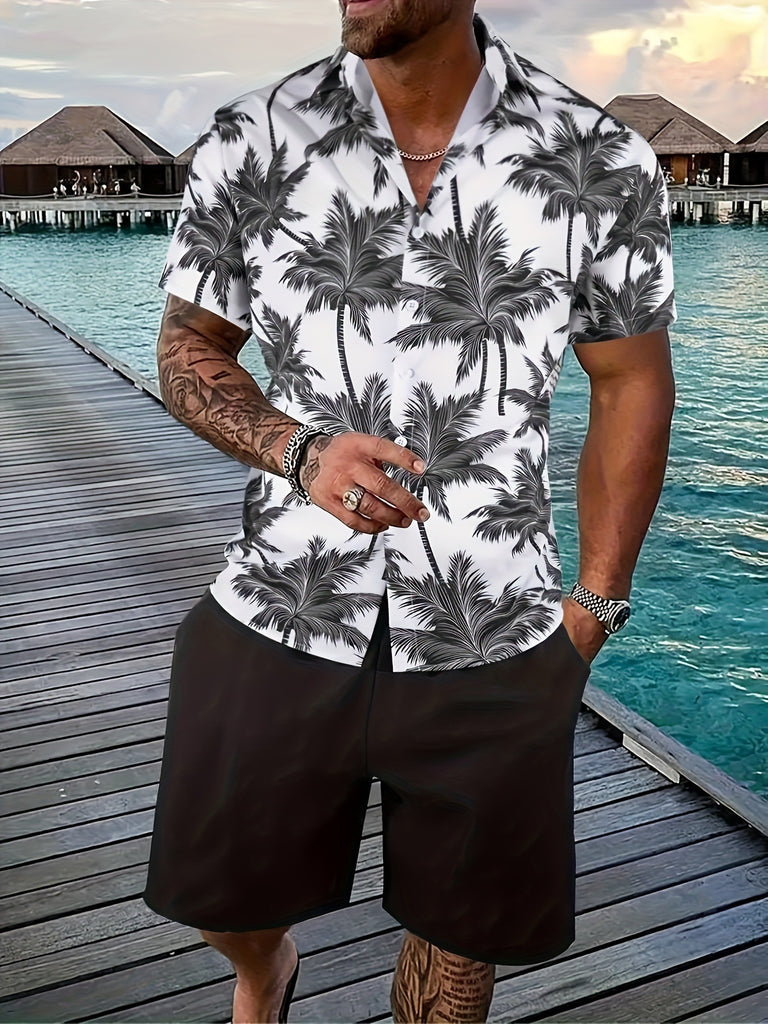 Men’s Gradient 3D Print Two-Piece Summer Outfit