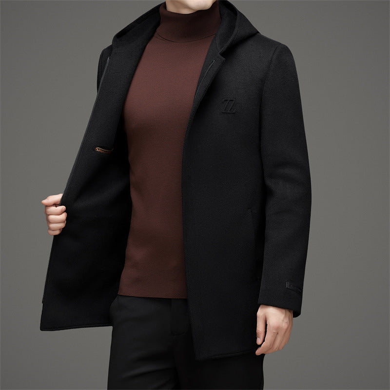 Men’s Warm Woolen Reversible Hooded Coat