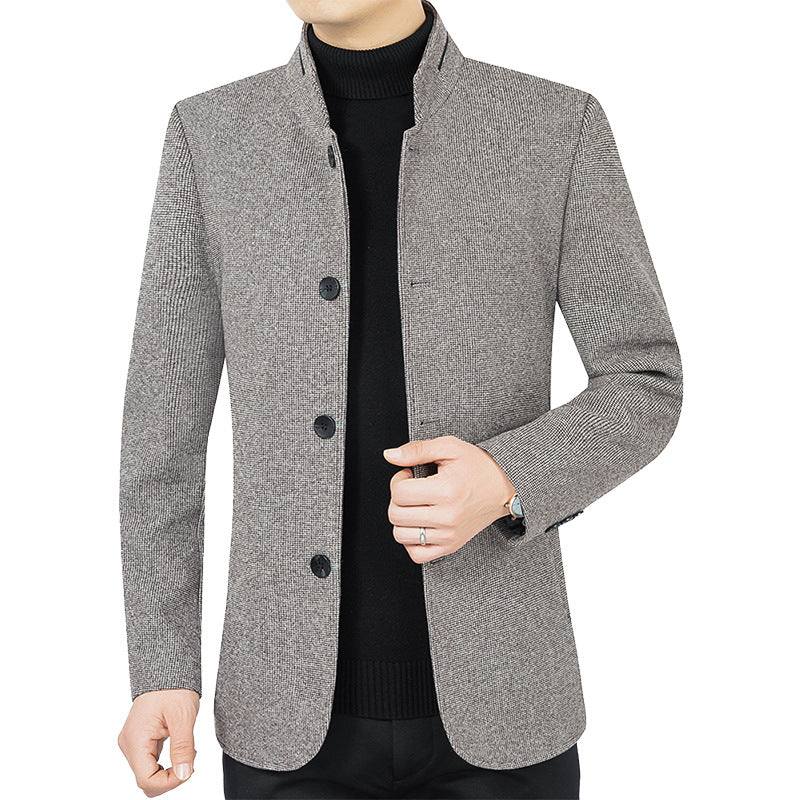 Men’s Stand Collar Woolen Jacket