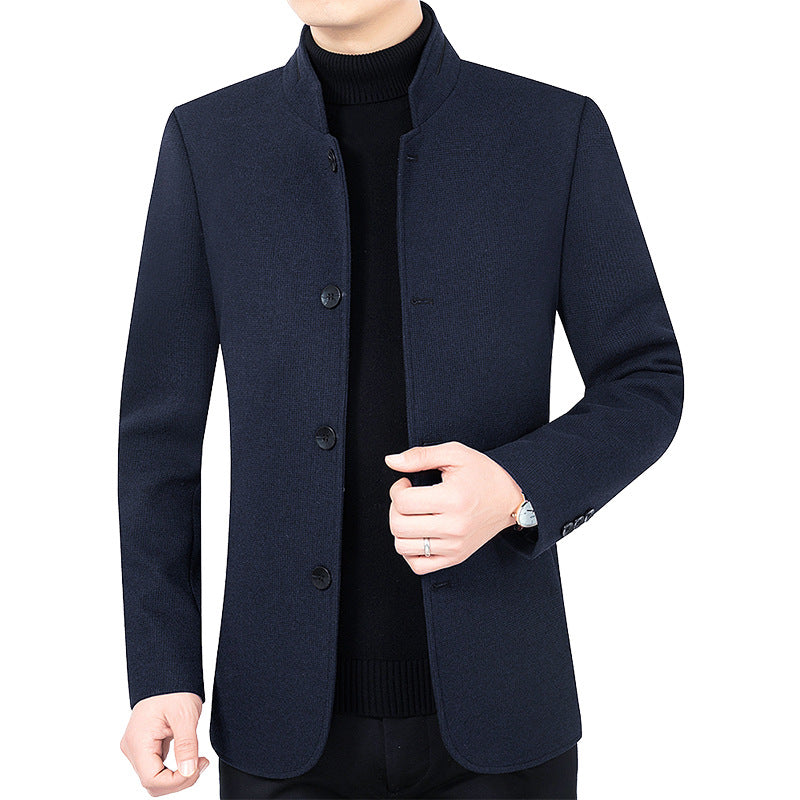 Men’s Stand Collar Woolen Jacket