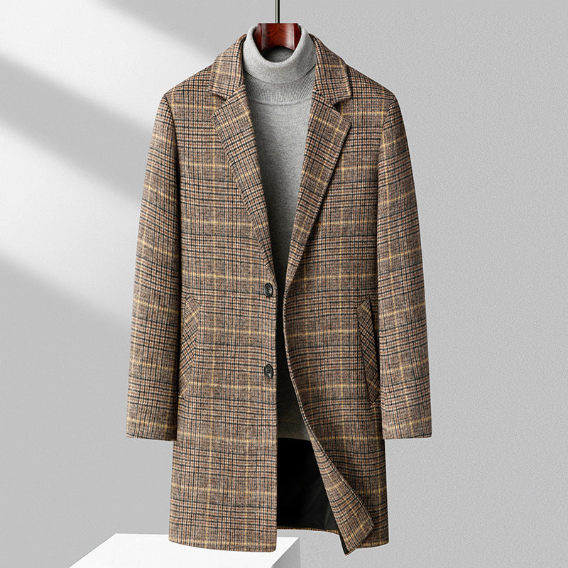 Thickened Woolen Mid-length Men’s Coat