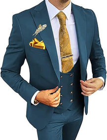 Men’s Formal Suit with Coat, Vest, and Pants