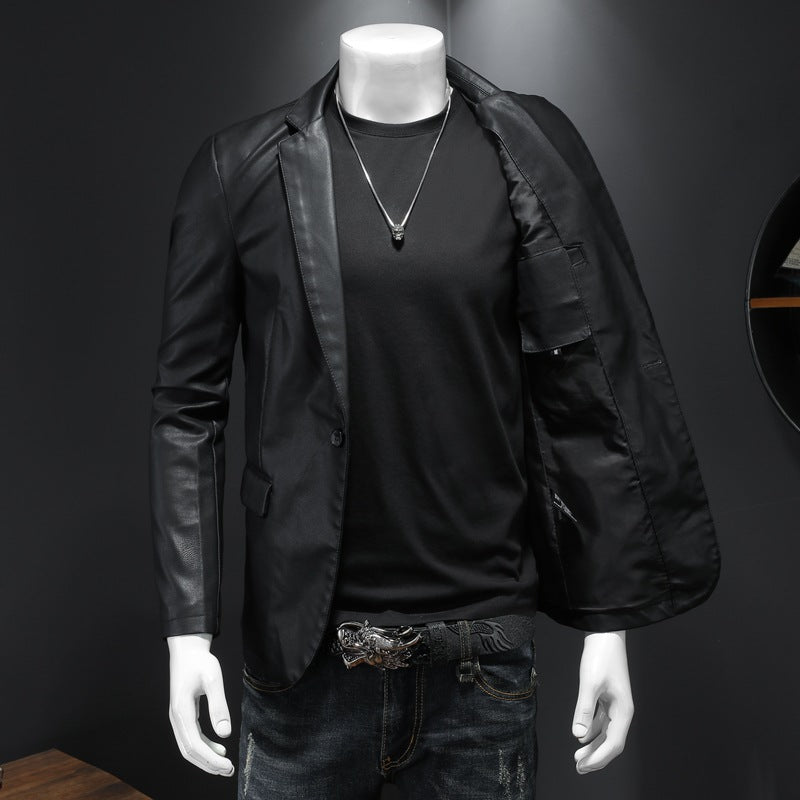 Korean Style Men’s Leather Coat