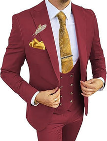 Men’s Formal Suit with Coat, Vest, and Pants