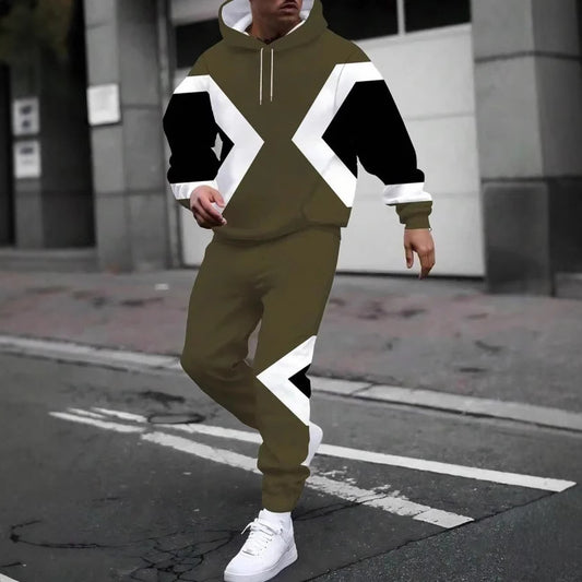 Men’s Trendy Hooded Sweatshirt & Sweatpants Two-Piece Set