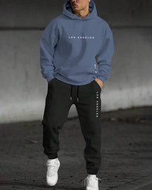 Men’s Trendy Hooded Sweatshirt & Sweatpants Two-Piece Set