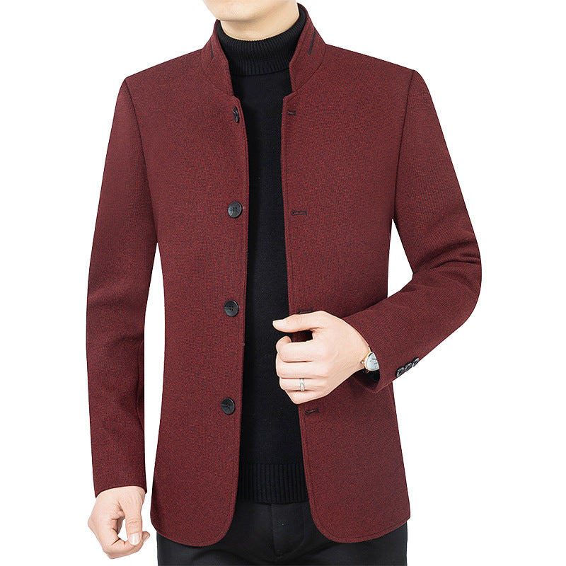 Men’s Stand Collar Woolen Jacket