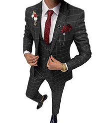 Men’s Classic Lattice Pattern Three-Piece Suit