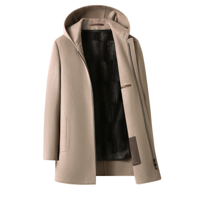 Men’s Warm Woolen Reversible Hooded Coat