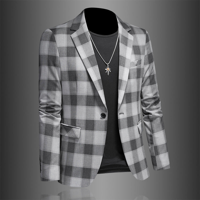 3 Dimensional Plaid Casual Suit for Men