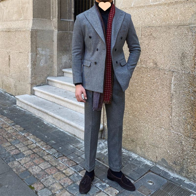 Men’s Classic Houndstooth Double-Breasted Suit