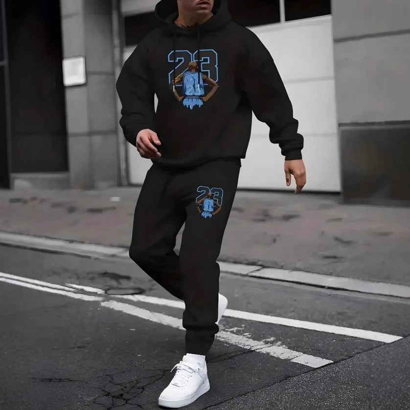 Men’s Trendy Hooded Sweatshirt & Sweatpants Two-Piece Set