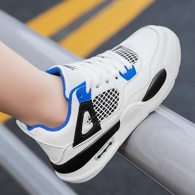 Children’s Breathable White & Black Tennis Shoes