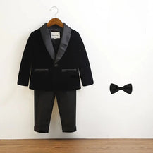 Baby Boys’ Black Velvet Tuxedo Suit