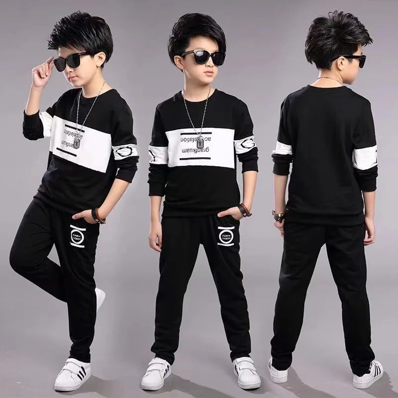 2024 New Boys Clothes Sport Suit Casual Sets Autumn Letter Children Winter Kids Tracksuit Spring + pants 5 6 7 8 9 10 11 12 year