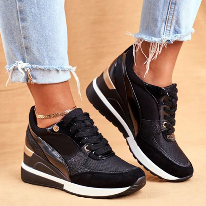 Women’s Lace-Up Colorblock Wedge Sneakers